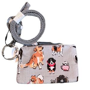 Vera Bradley Dog Show Zip ID and Lanyard Gray